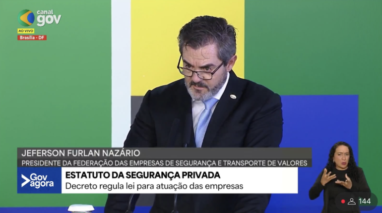 Presidente da Fenavist durante sua fala na cerimônia - Divulgação Canal Gov


